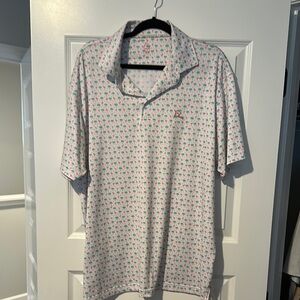 Rhoback White Polo with Pink & Green Floral Print